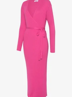 Robe longue cache-cœur en tricot