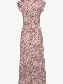 Robe longue col v chevauchant avec bouton-pression