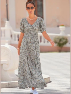 Robe longue encolure en v dégagée