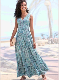 Robe longue encolure en v