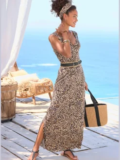 Robe longue encolure en v