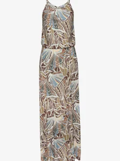 Robe longue encolure ronde légèrement froncée