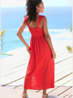 Robe longue robe d'été imprimé avec encolure en v devant