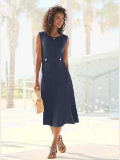 Robe mi-longue encolure ronde