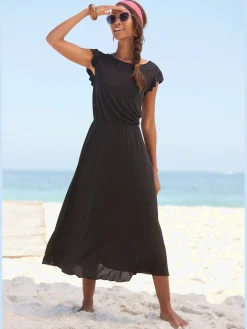 Robe mi-longue encolure ronde