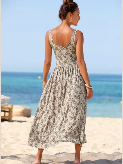 Robe mi-longue larges bretelles