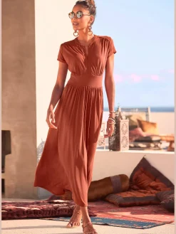 Robe mi-longue minirobe avec glissière devant