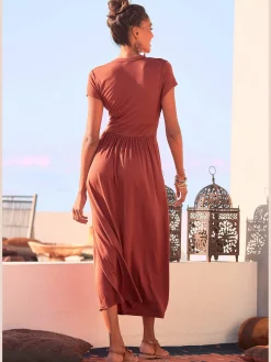 Robe mi-longue minirobe avec glissière devant