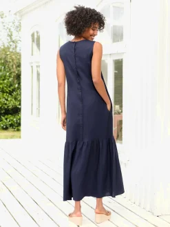 Robe tissée patte de boutonnage au dos
