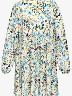 Robe tunique encolure en v profonde avec ruban décoratif et houppes