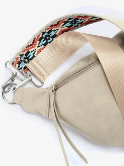Sac banane tendance en matière douce avec petites poches intérieures et ceinture en tissu