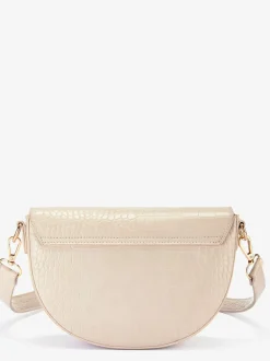Sac en bandoulière sac à main imitation croco tendance aux détails couleur or