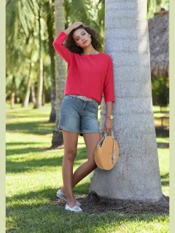 Short en jean coupe droite