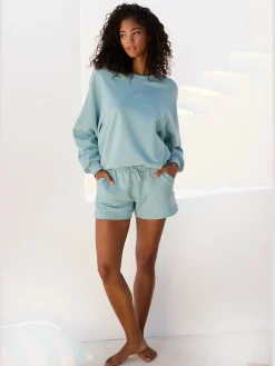 Short en matière sweat short sweat avec ruban à coulisse élastique
