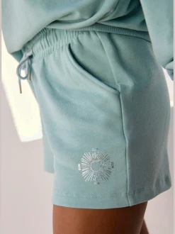 Short en matière sweat short sweat avec ruban à coulisse élastique