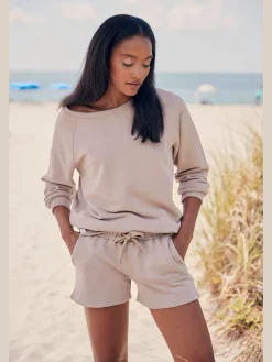 Short en matière sweat short d'intérieur avec logo brodé