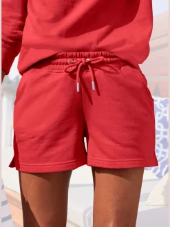 Short en matière sweat short avec ceinture à coulisse élastique