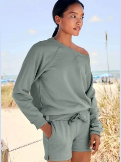 Short en matière sweat short d'intérieur avec logo brodé