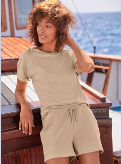 Short en matière sweat short avec ceinture à coulisse élastique