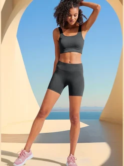 Short technique short sans coutures avec structure côtelée et effet moulant