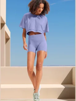 Short technique short sans coutures avec structure côtelée et effet moulant
