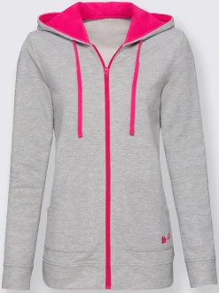 Sweat chiné détails contrastés avec capuche