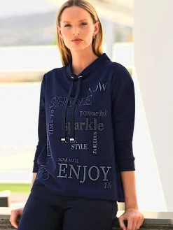 Sweatshirt imprimé avec pierres brillantes fantaisie