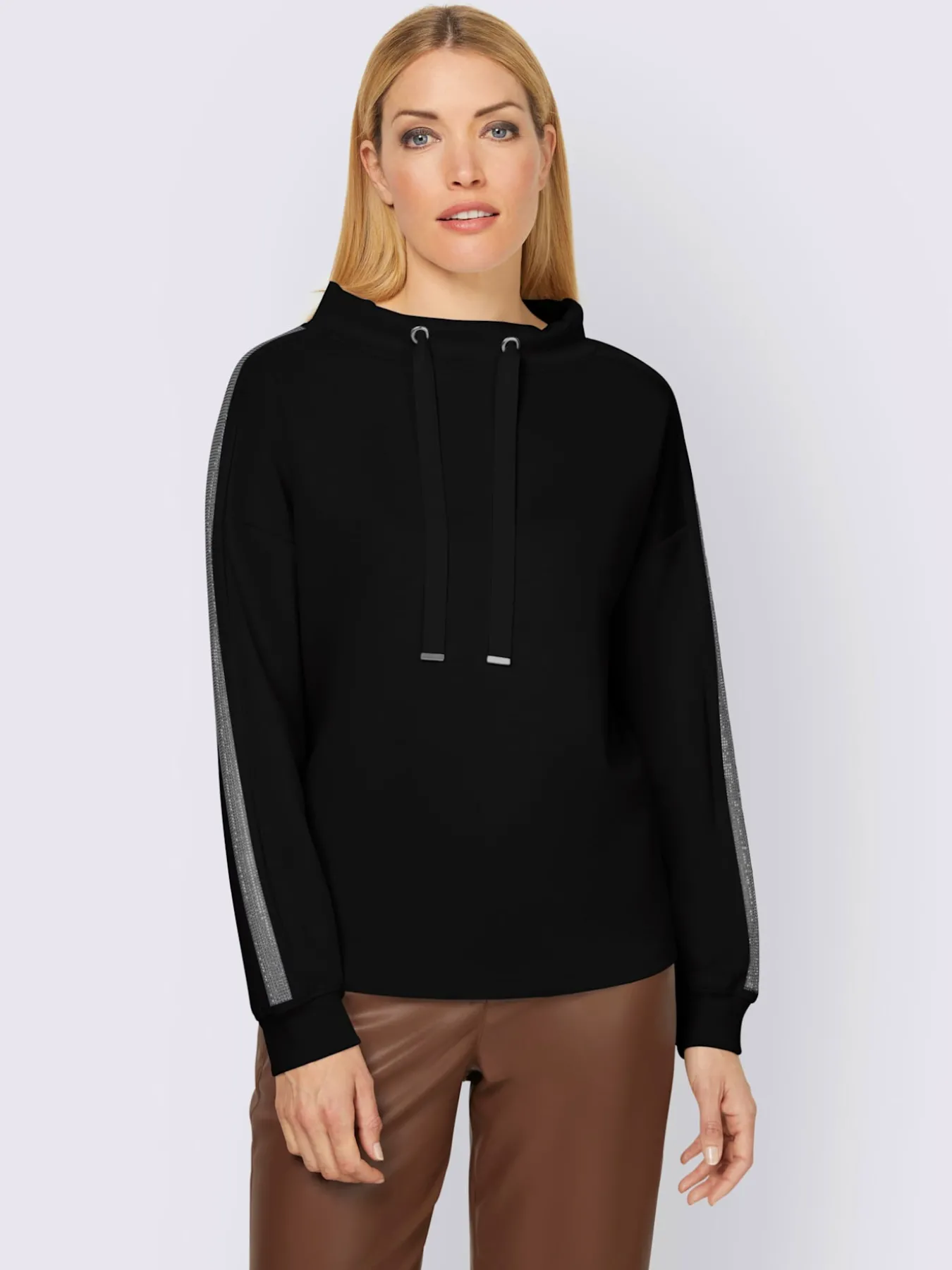 Sweatshirt large col montant avec coulisse