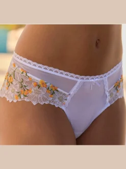 Tanga féminin avec petit nœud décoratif et perle au centre devant