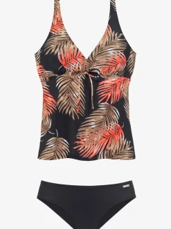 Tankini à armatures imprimé feuilles