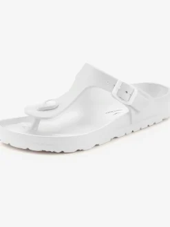 Tongs mules de bain estivale en matière imperméable avec bride réglable