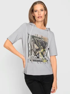 T-shirt à capuche motif imprimé devant