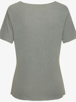 T-shirt à col rond bords pailletés raffinés à l'encolure, aux finitions des manches et à l'ourlet