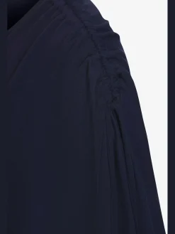 T-shirt à col rond fronce avec liens à nouer aux épaules pour régler la longueur des manches : manches courtes ou mi-longues