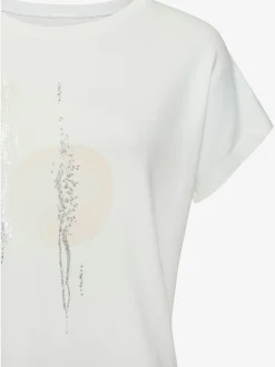 T-shirt à col rond imprimé feuille de qualité