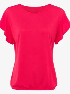 T-shirt à col rond manches volantées légères