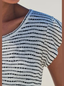 T-shirt à col rond manches chauve-souris tendance