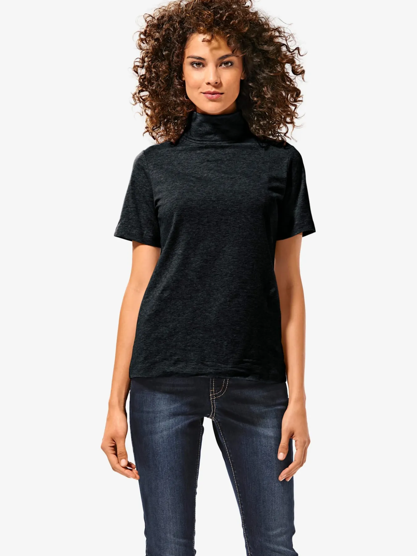 T-shirt à col roulé basique facile à associer avec joli col roulé