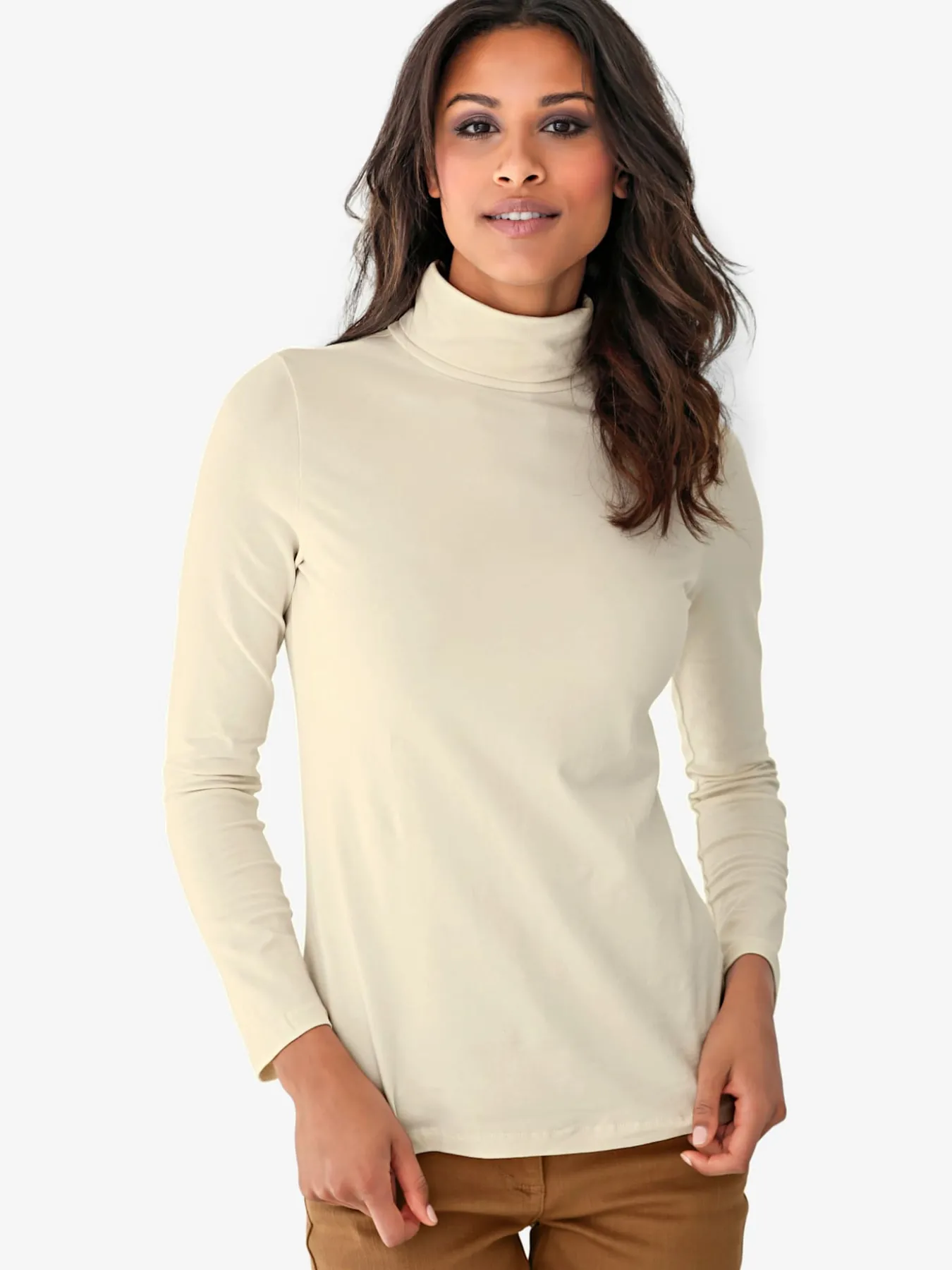 T-shirt à col roulé basique incontournable avec col roulé