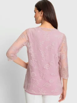 T-shirt 2 en 1 avec dentelle transparente
