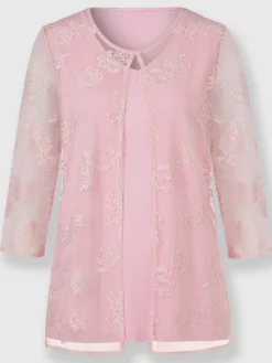 T-shirt 2 en 1 avec dentelle transparente