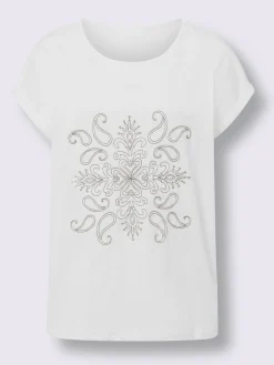 T-shirt à encolure ronde broderie contrastée