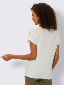T-shirt à encolure ronde dentelle ajourée