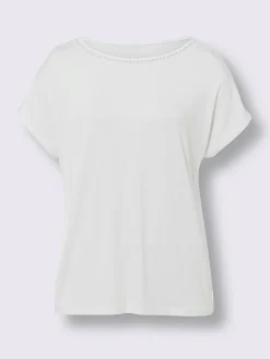 T-shirt à encolure ronde dentelle ajourée