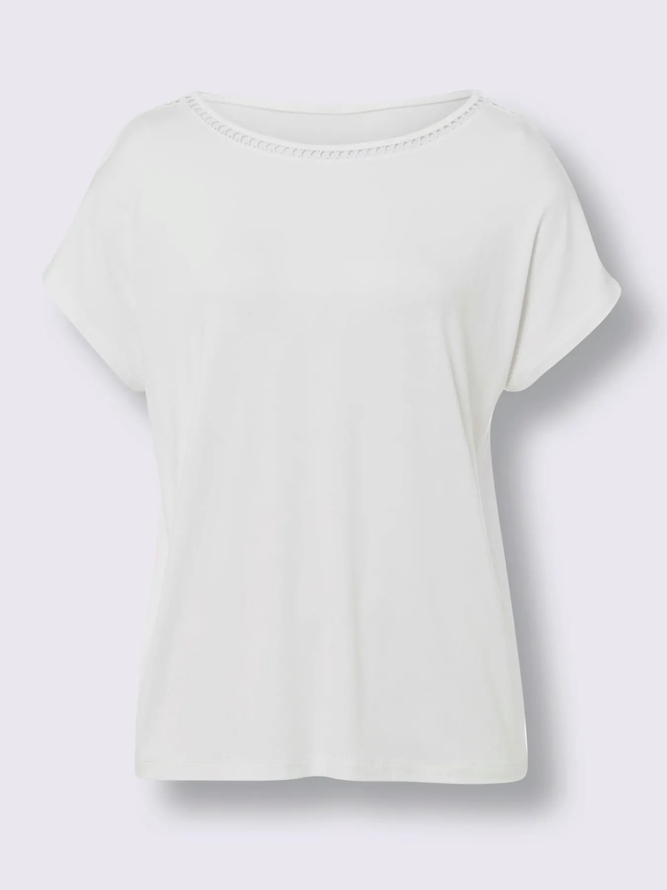 T-shirt à encolure ronde dentelle ajourée