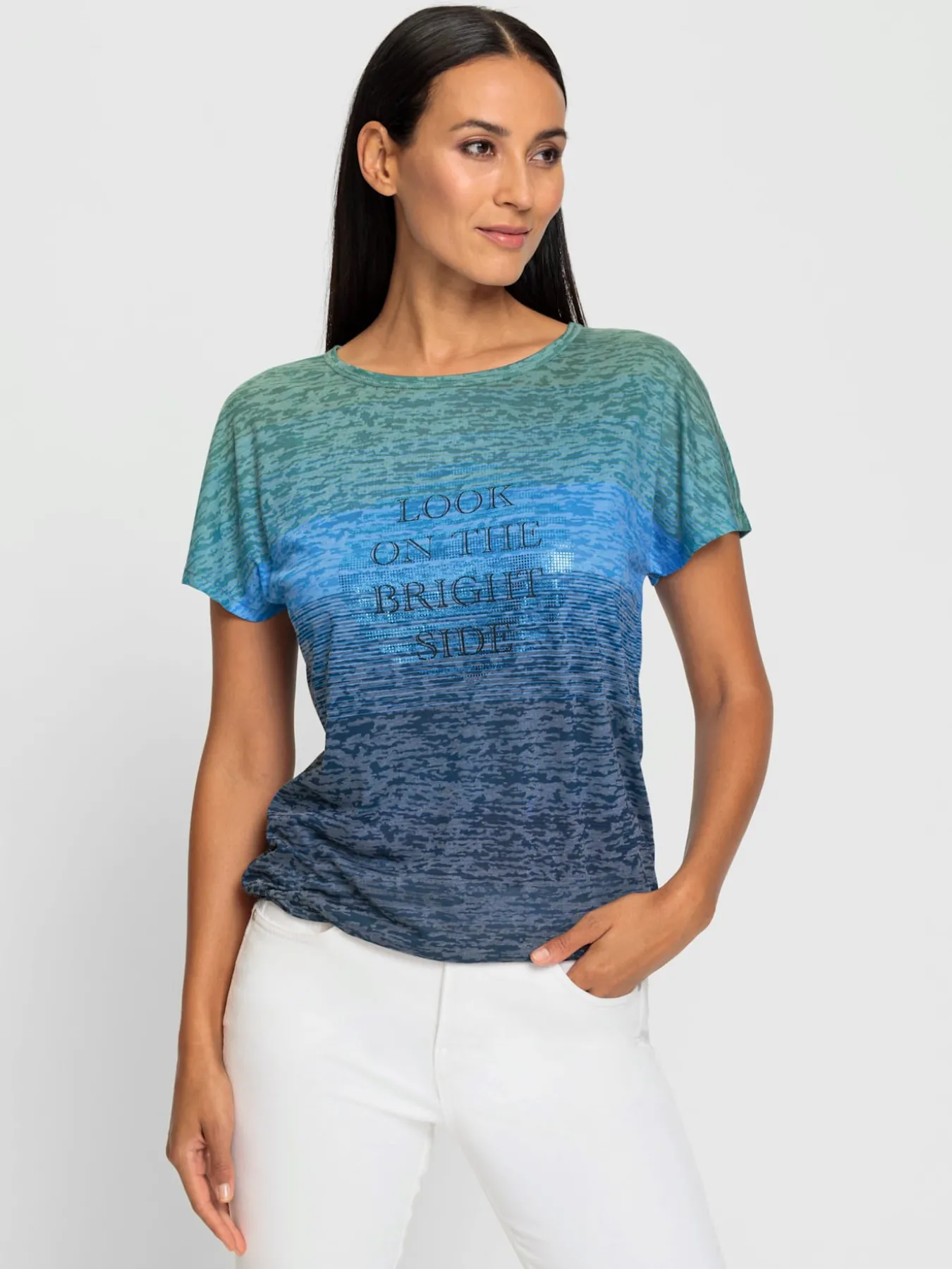 T-shirt à encolure ronde effet vaporeux chic