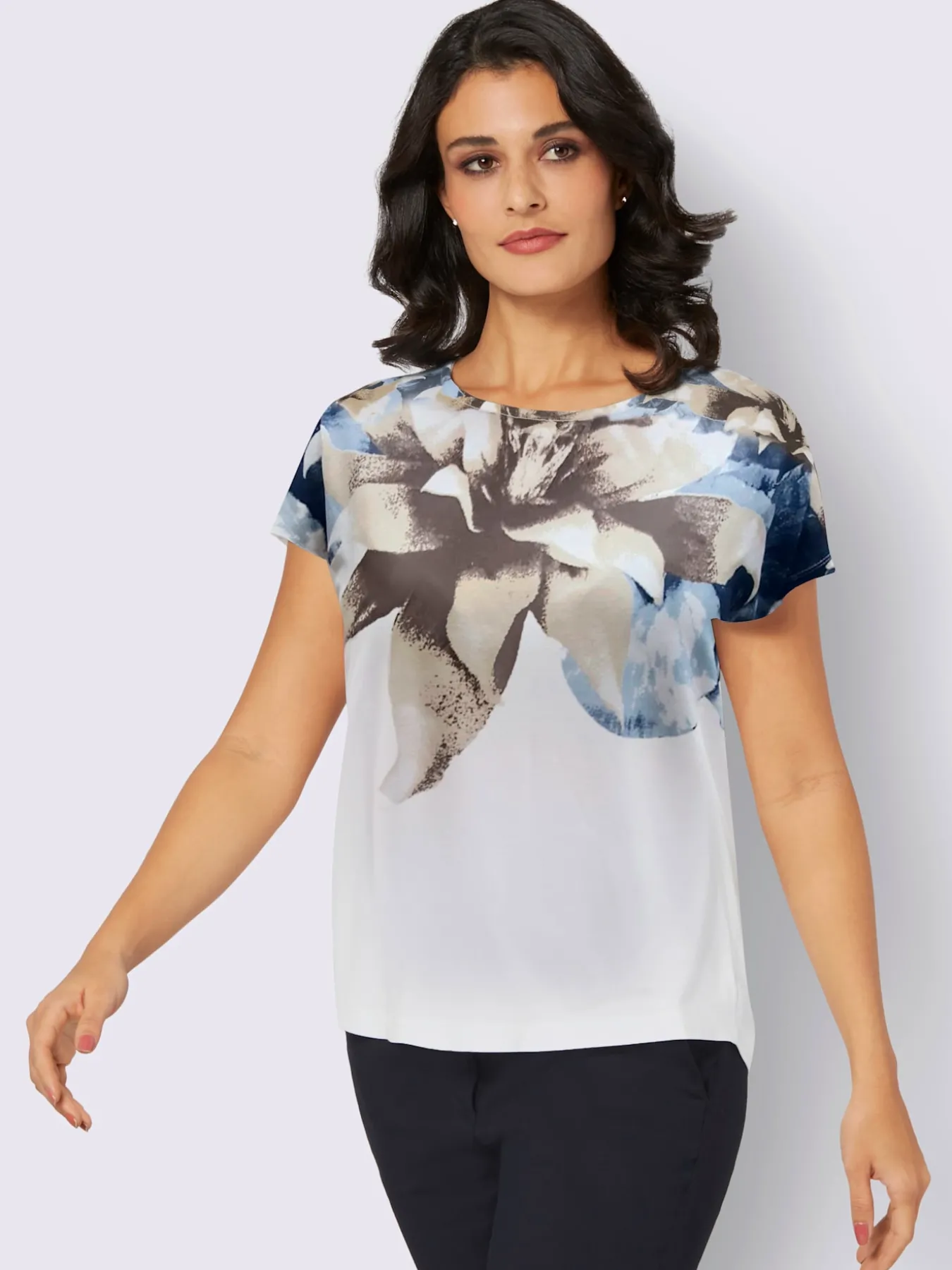 T-shirt à encolure ronde imprimé floral