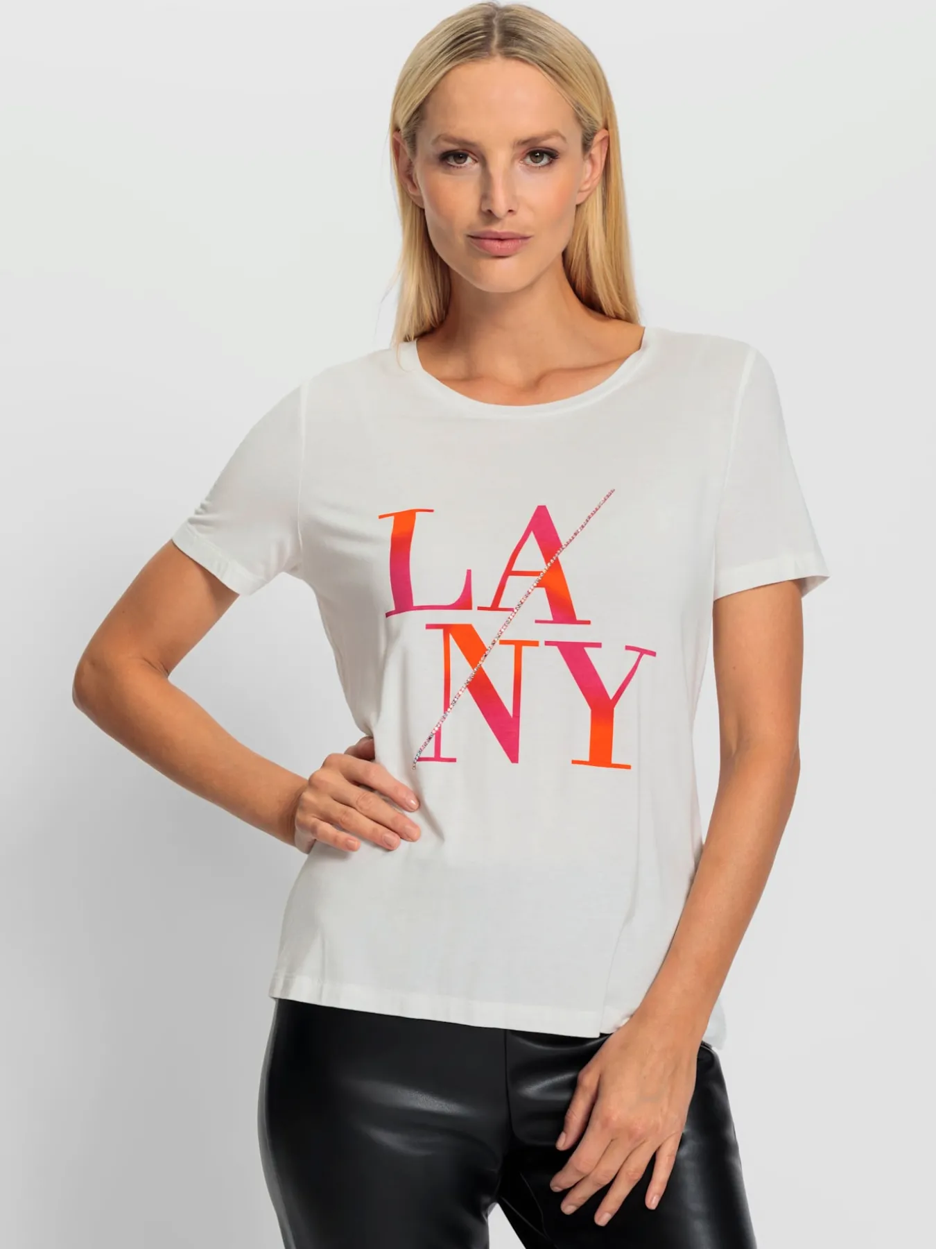 T-shirt à encolure ronde inscription tendance