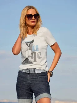 T-shirt à encolure ronde joli imprimé devant