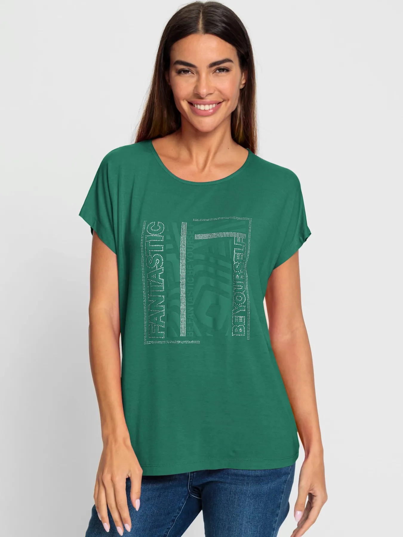 T-shirt à encolure ronde joli imprimé devant